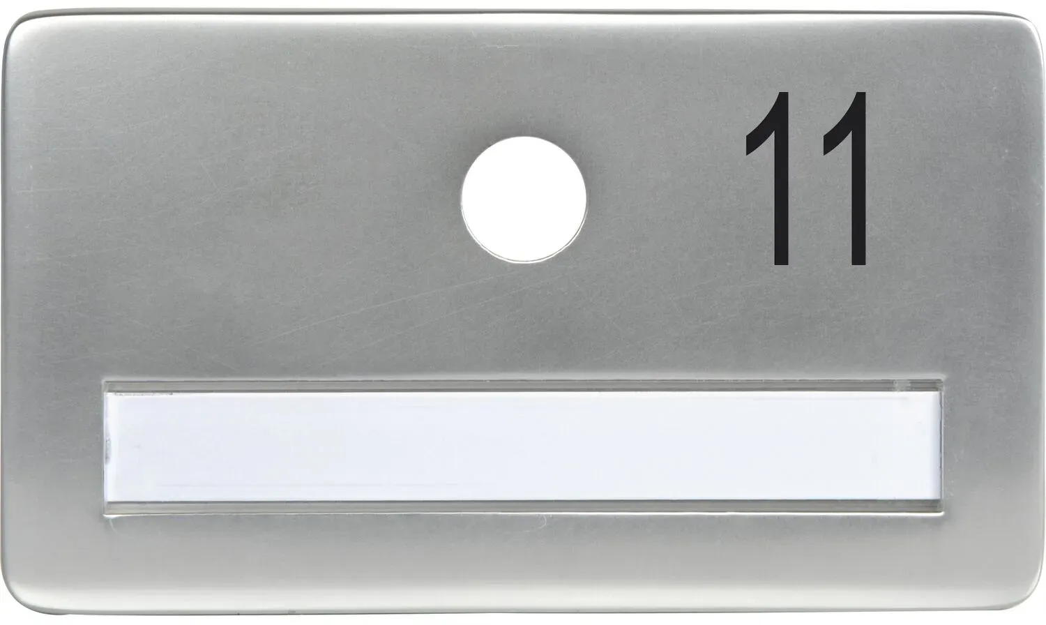 SOLIDO Namensschild ohne Spion, Bohrung ø 14, Alu silber eloxiert, Gravur Nr. 11