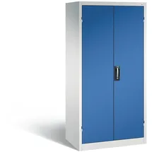 C+P Schwerlastschrank Stahl 93,0 x 60,0 x 195,0 cm Lichtgrau/Enzianblau 4 Fachböden