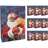 Idena 30366-10 - Geschenktüten Santa, 10 Stück, 18 x 23 x 8 cm, Papiertüten, Geschenktaschen, Weihnachtstüten
