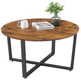 VASAGLE Runder Couchtisch Braun Holz 88 x 47 cm