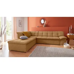 Ecksofa DOMO COLLECTION "Lagoa L-Form", gold, B:271cm H:76cm T:232cm, Sofas, wahlweise mit Bettfunktion, frei im Raum stellbar, große Farbvielfalt