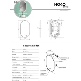 Hoko Ovalspiegel 50 x 90 cm Weiß