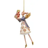 ecoSoul Christbaumschmuck Figur Engel weiß-dunkelblau mit Geschenken Anhänger Weihnachten Baumschmuck 15cm
