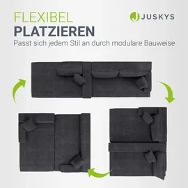 Juskys Eckcouch Cord 3-Sitzer Dunkelgrau
