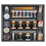 SOTech ORGA-BOX I Multi-Gewürzdoseneinsatz 513 x 473 x mm Oriongrau mit Antiruschbeschichtung Multi-gewürzglaseinsatz Für Tandembox Antaro / Intivo, Modernbox 60er Schrank Schubladeneinsatz