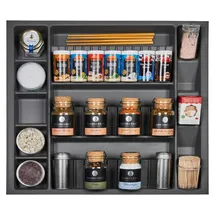 SOTech ORGA-BOX I Multi-Gewürzdoseneinsatz 513 x 473 x mm Oriongrau mit Antiruschbeschichtung Multi-gewürzglaseinsatz Für Tandembox Antaro / Intivo, Modernbox 60er Schrank Schubladeneinsatz
