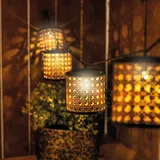 esotec LED Lichterkette Rattan-Körbchen 2,4 m Warmweiß Schwarz