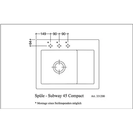 Villeroy & Boch Subway 45 Compact links stone white + Handbetätigung