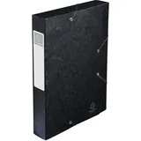 Exacompta 16016H 10er Pack Premium Sammelboxen mit Gummizug 60 mm aus extra starkem Colorspan-Karton mit Rückenschild für DIN A4 Archivbox Heftbox Dokumentenbox Zeichenbox Sammelmappe schwarz
