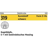 Hörger & Geßler Kugelknopf DIN 319 Form E 20 M 5 Kunststoff schwarz Messingbuchse