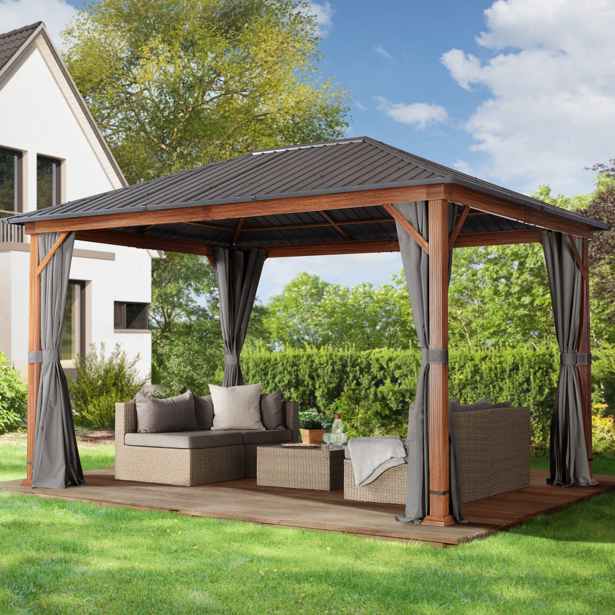 TOOLPORT Forest 3x4 m Hardtop Gartenpavillon, inkl. 4 Seitenteile, loft grey - (300185)