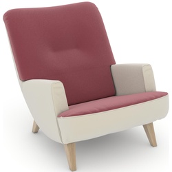 Loungesessel MAX WINZER „build-a-chair Borano“ Sessel Gr. Samtvelours, Füße Buche natur-Füße Buche natur, B/H/T: 70 cm x 75 cm x 96 cm, rosa (creme, rosé) Loungesessel im Retrolook, zum Selbstgestalten
