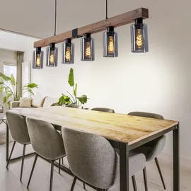 GLOBO Hängelampe 6-flg. 140 cm rechteckig/Rauchglas/Metall schwarz