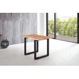 Esstisch Baumkante massiv Akazie natur 140 x 80 U-Gestell schwarz LUBIN - Naturbelassen