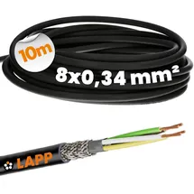 Lapp 10 Meter Lapp 1030501 Liycy geschirmte Steuerleitung 8x0,34 mm2 I Uv-resistent I Signalkabel 8 adrig I Datenkabel für Außenbereich I Lötkabel I Verbindungsleitung Led I Anschlussleitung schwarz