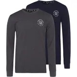 H.I.S. H.I.S Langarmshirt in anthrazit-meliert, marine, | Gr. XL