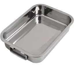 niulumea Edelstahl Bräter mit Rost 25 x 18 x 5 cm Silber