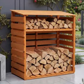 MCW Brennholzlager MCW-Q16 Holz 121 x 122 x 61 cm Braun