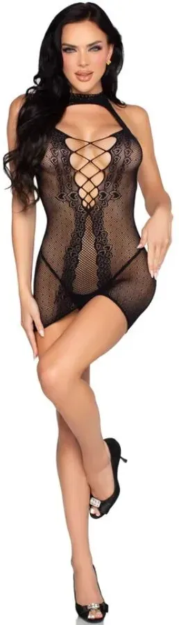 LEG AVENUE - 81675 Neckholder-Minikleid Schwarz - Einheitsgröße - ONE SIZE / Schwarz