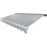 Mendler Elektrische Kassetten-Markise T122, Vollkassette Volant 4x3m Polyester Grau/Weiß