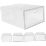 ERINGOGO 5 Stück Transparente Stapelbare Schuhboxen aus Kunststoff Design Große Aufbewahrungsboxen für Damen und Herren Platzsparend und Schützend für Schuhtypen