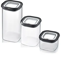 GEFU 3er Set Vorratsdosen Vorratsbehälter PANTRY Borosilikatglas stapelbar