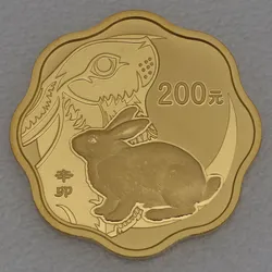 Goldmünze 1/2oz Hase 2011 Lunar - Blütenform (China)