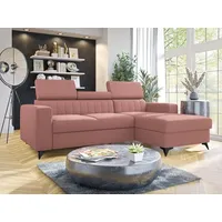MIRJAN24 Ecksofa Milano, mit Schlaffunktion und Bettkasten, Einstellbare Kopfstützen rosa