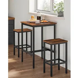 VASAGLE Stehtisch quadratisch 60 x 60 x 92 cm Braun/Schwarz
