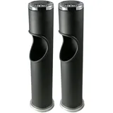 Novaliv Aschenbecher 2X Standaschenbecher für draußen Schwarz 46,5cm hoch 9,5cm Ø 2in1 für Müll- und Zigarettenab