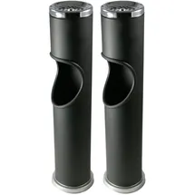 Novaliv Aschenbecher 2X Standaschenbecher für draußen Schwarz 46,5cm hoch 9,5cm Ø 2in1 für Müll- und Zigarettenab