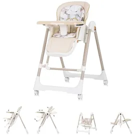 Chipolino Kinderhochstuhl 2 in 1 Milk Shake, verstellbar, Babyschaukel, Räder Farbe:beige/braun
