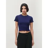 LeGer By Lena Gercke LeGer T-Shirt Teresa, LeGer by Lena Gercke mit Rippstruktur, kurze Form, slim fit blau L (40)