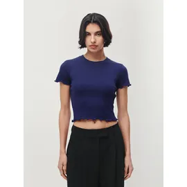 LeGer By Lena Gercke LeGer T-Shirt Teresa, LeGer by Lena Gercke mit Rippstruktur, kurze Form, slim fit blau L (40)