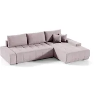 Compleo Ecksofa MONO L-Form Ecksofa mit Steppung, Schlafsofa aus Velourstoff rosa