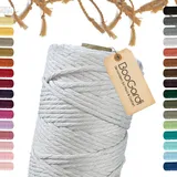 BooGardi Makramee Garn · Hellgrau 5mm x 100m · 3mm oder 5mm · viele Farben · Baumwollkordel · Baumwollgarn · DIY Bastelkordel · Kordelband