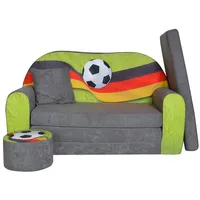 FORTISLINE Kindersitzgruppe Kindersofa Kindercouch Aufklappen Bettfunktion + Hocker W319 grün