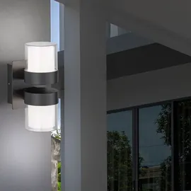 WOFI Außenwandleuchte Kunststoff Metall 14x24 cm 2x 8,5W 750lm warmweiß schwarz