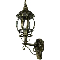 Licht-Erlebnisse Außenwandleuchte BREST in Gold Antik Landhausstil IP23 E27 Wandlampe Haus Hof Terrasse, 3381black-gold