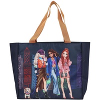 DEPESCHE 12564 TOPModel City Girls - Tote Bag in Dunkelblau mit Model-Motiv in knalligen Farben, Shopper mit Innentasche