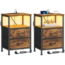 Songmics Nachtschrank mit 2 Schubladen 2-teilig 40 x 40 x 50 cm Braun