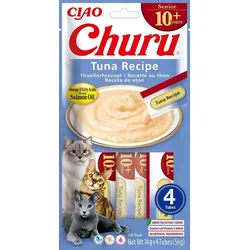INABA Churu Cat Senior Tuna 4x14g Cremiges Leckerli mit Thunfischgeschmack für ältere Katzen