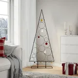 IKAYAA Metall Weihnachtsbaum groß für Dekorationen, Tannenbaum Metall 150 cm, Christbaum mit Ständer, Platzsparend DIY Dekoration, Weihnachtsbaum Tanne schwarz