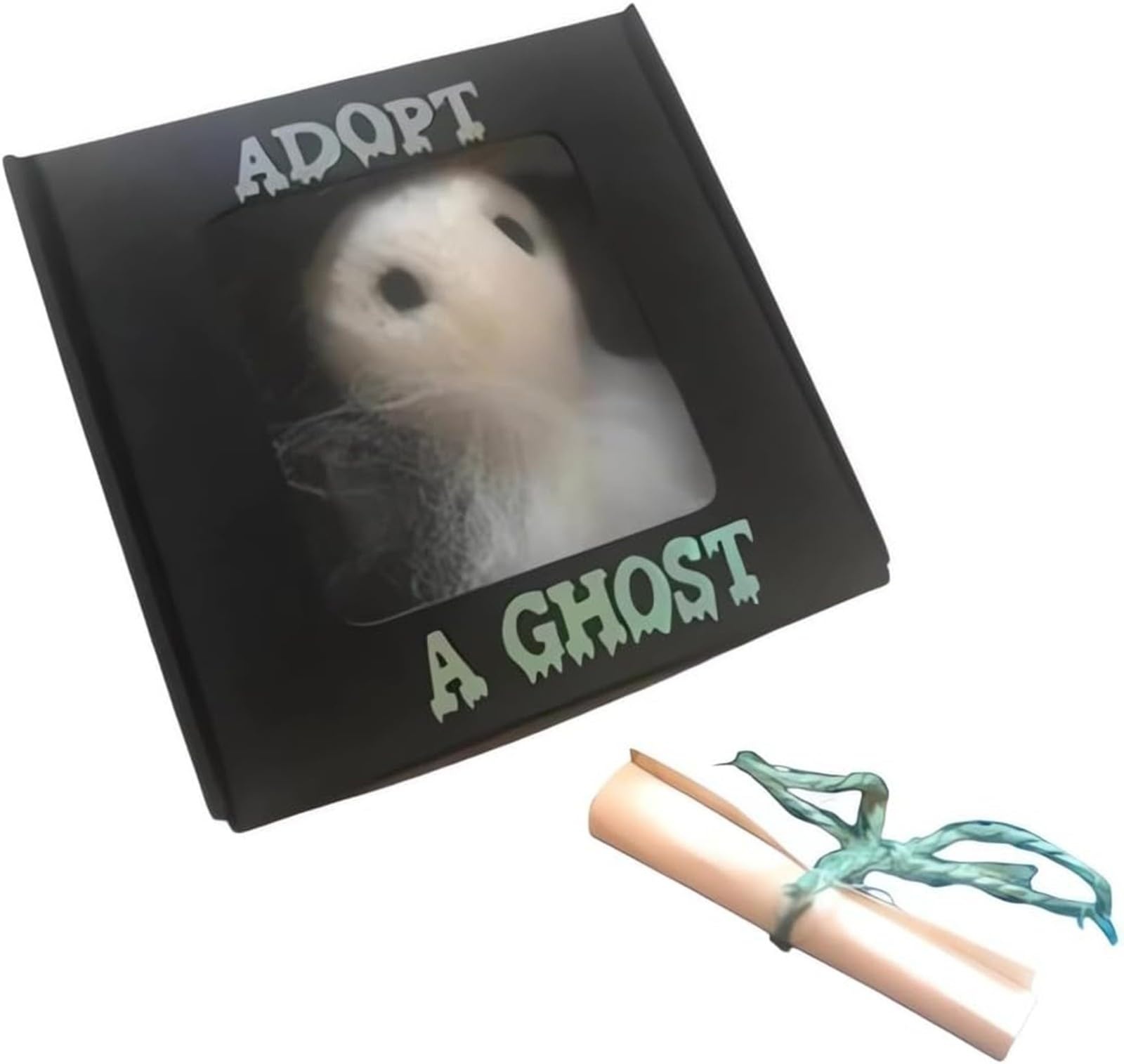 TEEKU Adopt A Ghostes White Wool Feltes Ghostes and Tiny Scroll Set Halloween Wool Feltes Spookyes Doll Funny Gift For Friends And Family Who Love Ghostes Stories Clean Sofa (White, One Size)