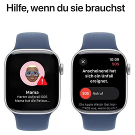 Apple Watch Series 10 GPS 42 mm Aluminiumgehäuse silber Sportarmband denim