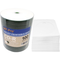 CD Rohlinge Bedruckbar Weiß 80min/700MB CD-R Inkjet Printable Pro - 100 Stück mit CD Papierhüllen