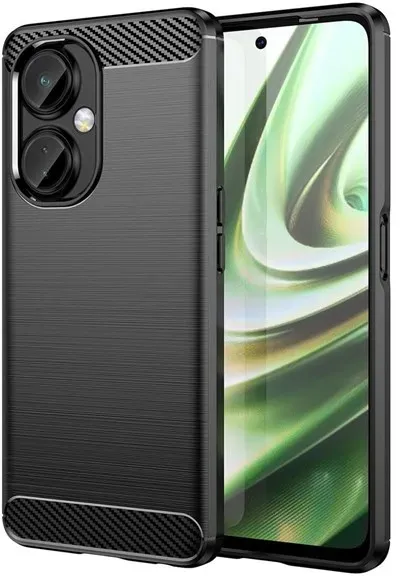 Carbon Case for OnePlus Nord CE 3 Flexible Silicone Carbon Cover Black