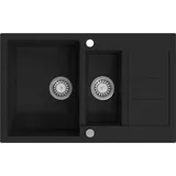 vidaXL Granitspüle Doppelbecken Schwarz - Schwarz