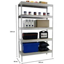 Proregal Schwerlastregal Big Wood Yeti Five HxBxT 200 x 150 x 45 cm Fachlast 400 kg Verzinkt
