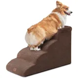 EHEYCIGA Hundetreppe für Kleine Hunde 45 cm Hoch, 4 Stufen, Braun